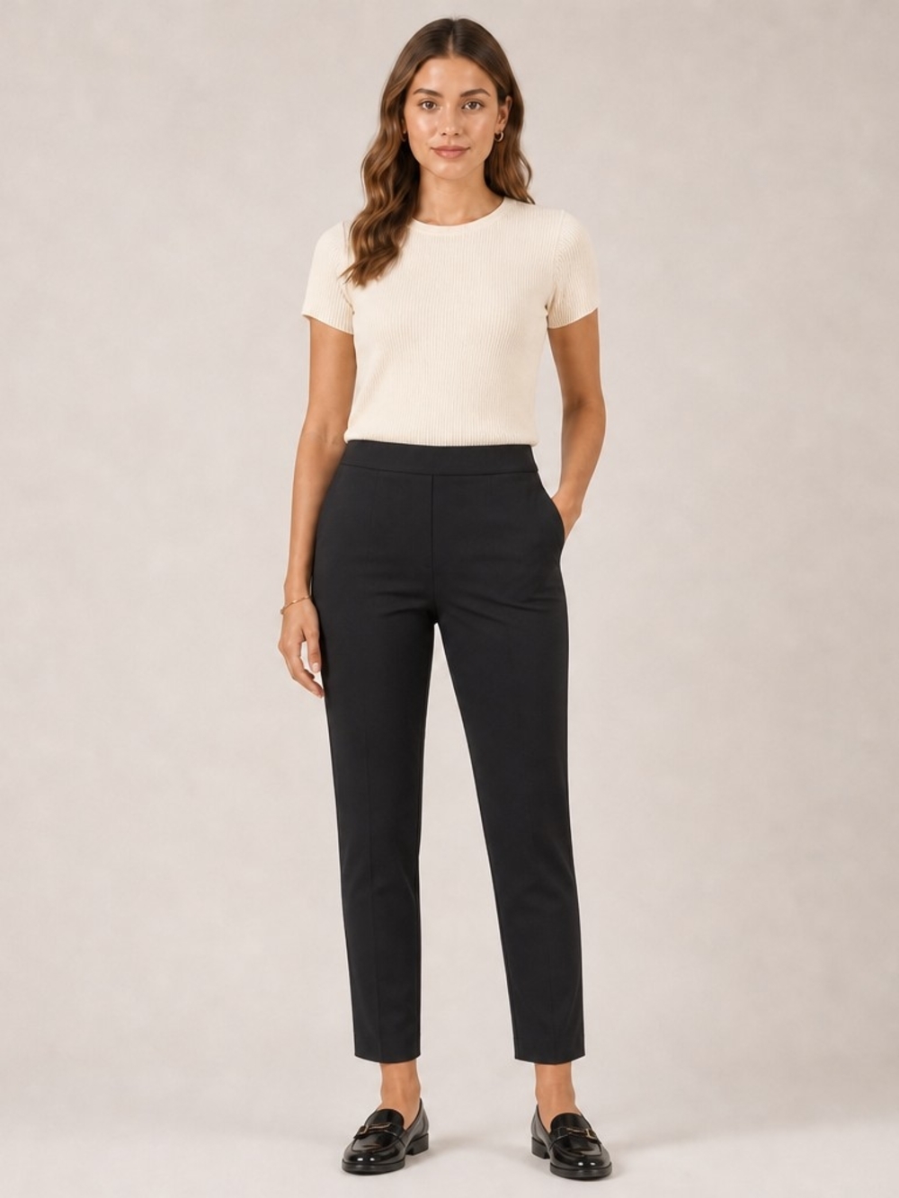 S.C. & Co. Black Ankle‑Length Pull‑On Pants High Rise 16 Chic Comfort Fit Career